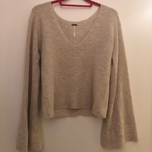 Free People Bell Sleeve Cropped Sweater